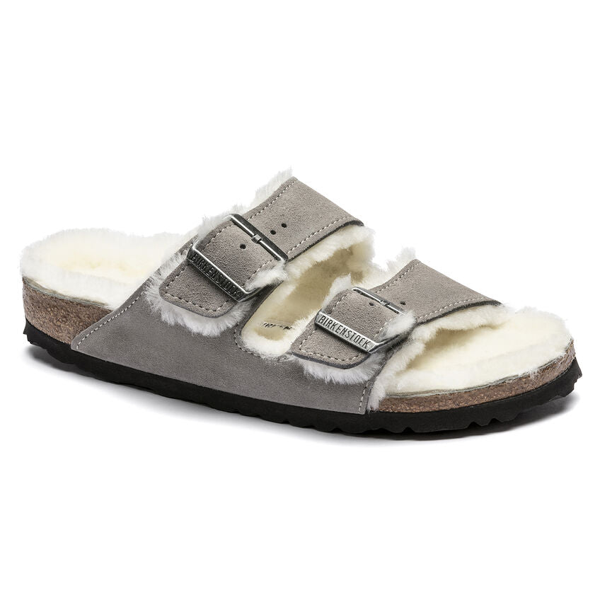 Birkenstock - Arizona Shearling - Stone Coin Suede Leather