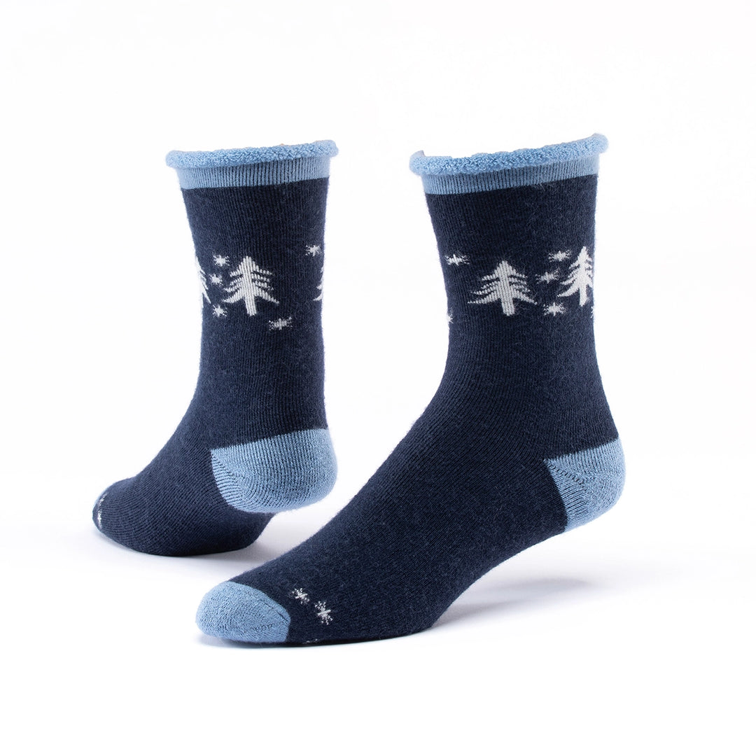 Maggie's Organics - Organic Wool Snuggle Socks - Snowy Forest Navy