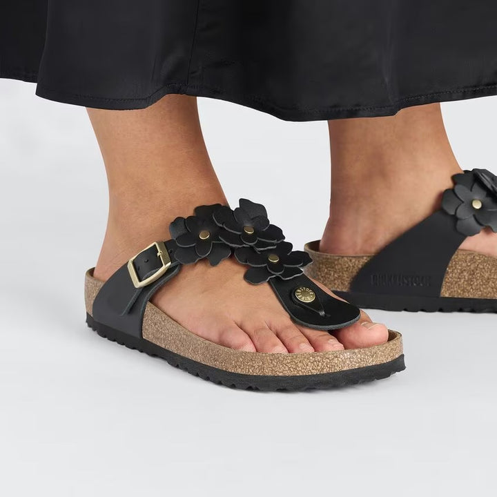Birkenstock - Gizeh Flowers - Black Leather