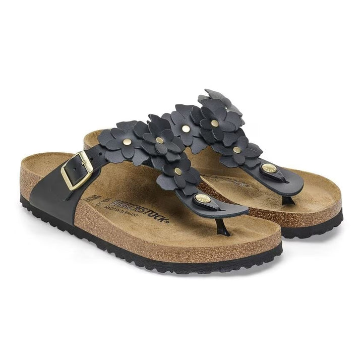 Birkenstock - Gizeh Flowers - Black Leather
