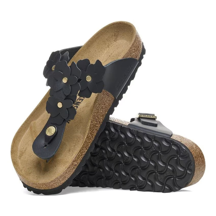 Birkenstock - Gizeh Flowers - Black Leather
