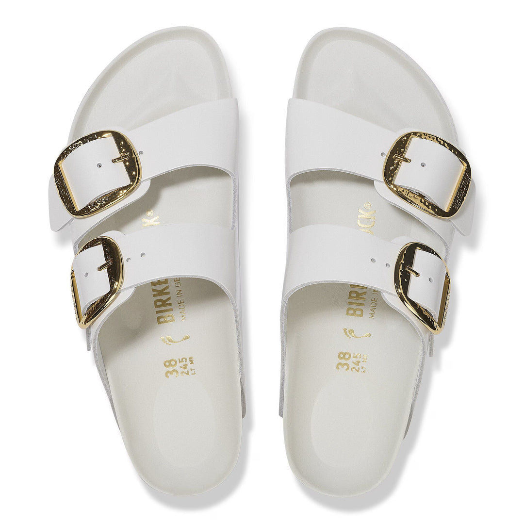 Birkenstock - Arizona Hammered Big Buckle - High-Shine Antique White Patent Leather