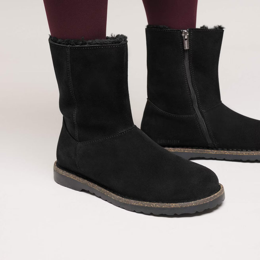 Birkenstock - Uppsala Zip Shearling - Black Suede Leather