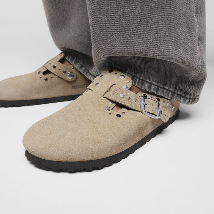 Birkenstock - Boston Rivets - Taupe Suede Leather