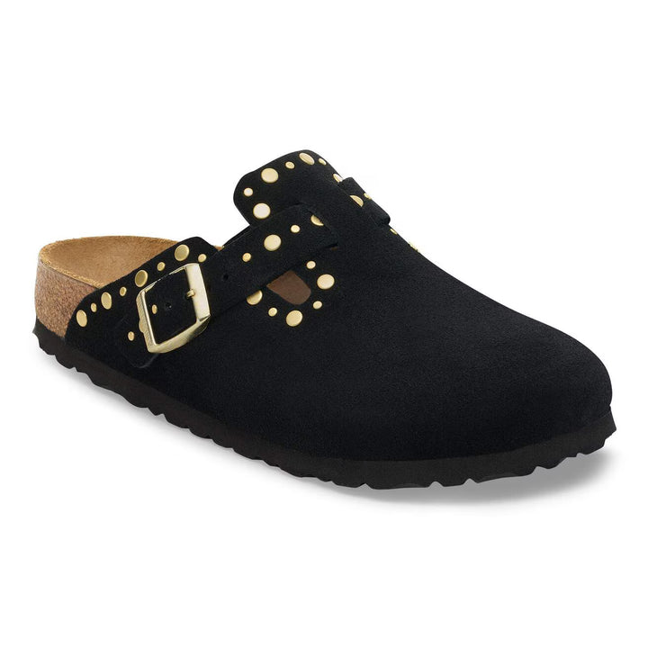 Birkenstock - Boston Rivets - Black Suede Leather