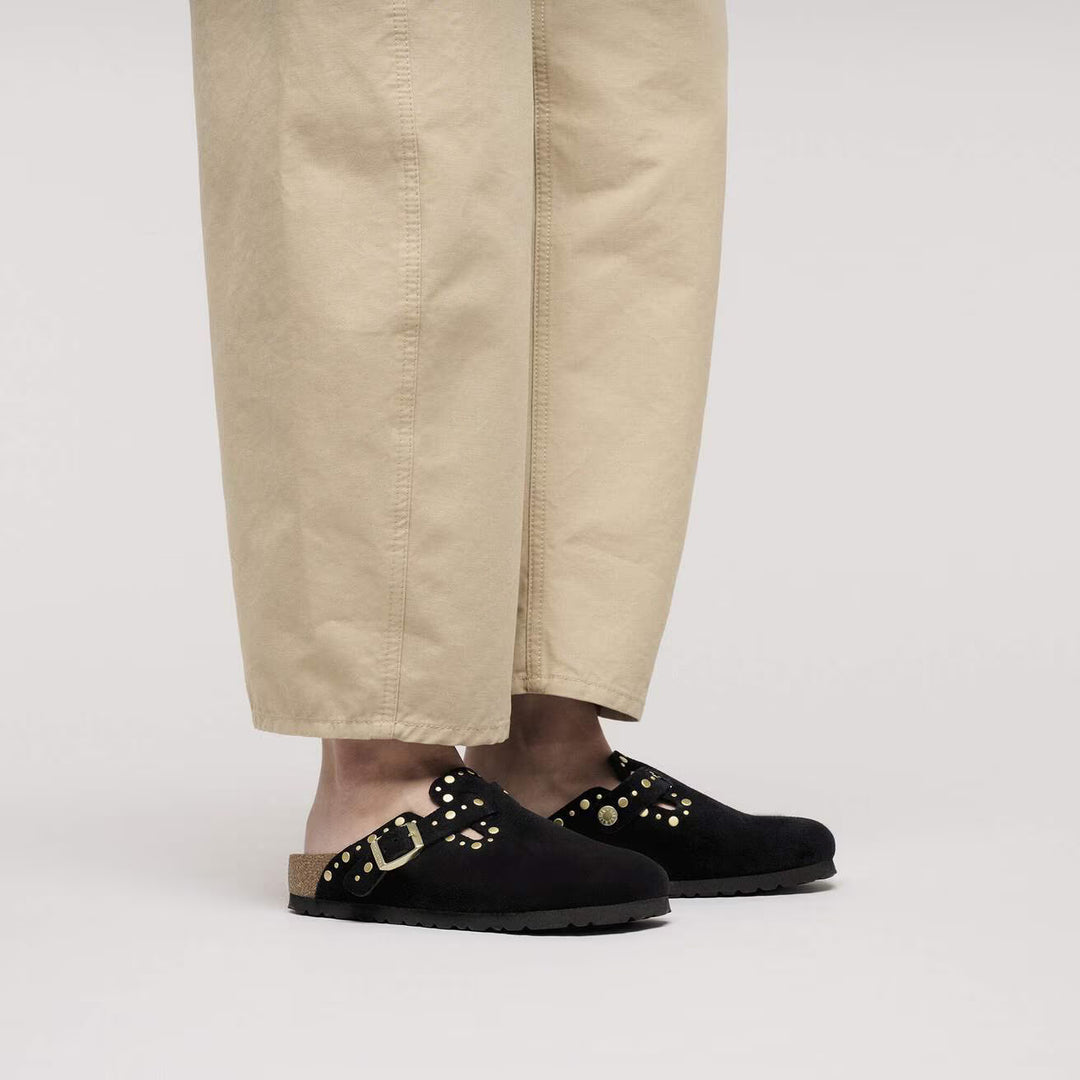 Birkenstock - Boston Rivets - Black Suede Leather