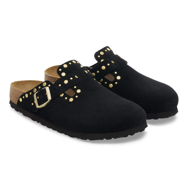 Birkenstock - Boston Rivets - Black Suede Leather
