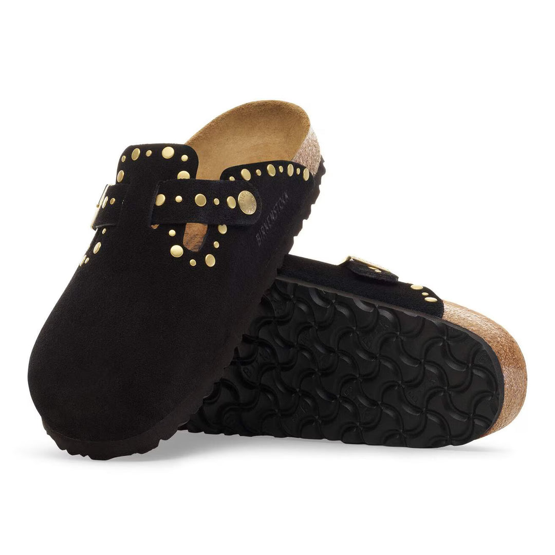 Birkenstock - Boston Rivets - Black Suede Leather