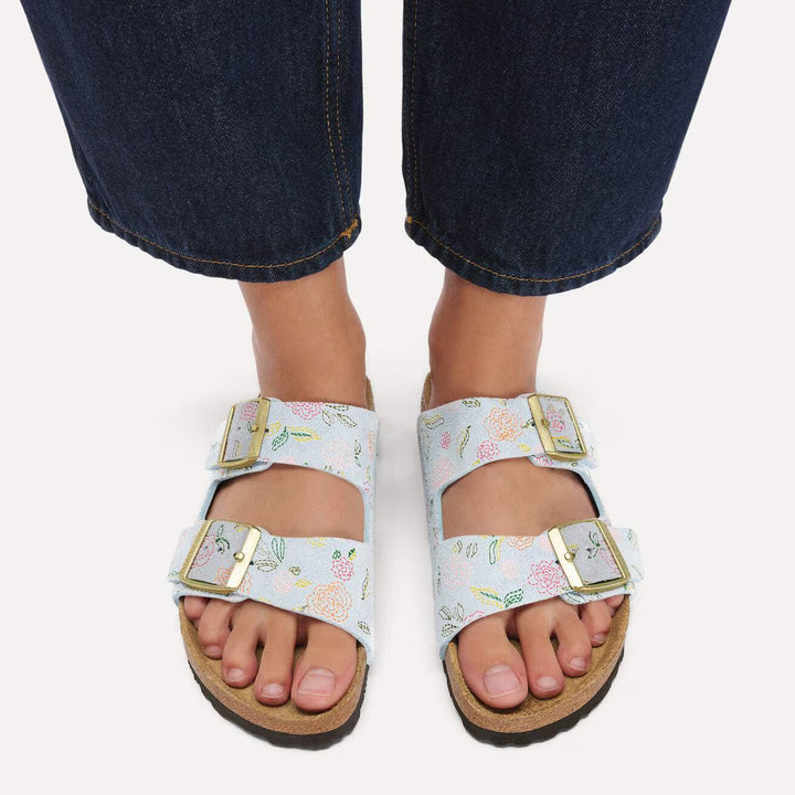 Birkenstock - Arizona - Baby Blue Flower Print Suede