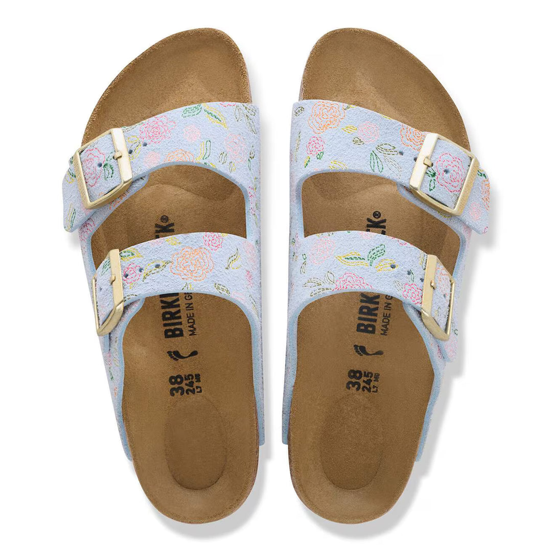 Birkenstock - Arizona - Baby Blue Flower Print Suede