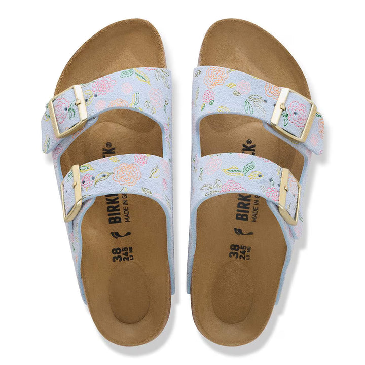 Birkenstock - Arizona - Baby Blue Flower Print Suede