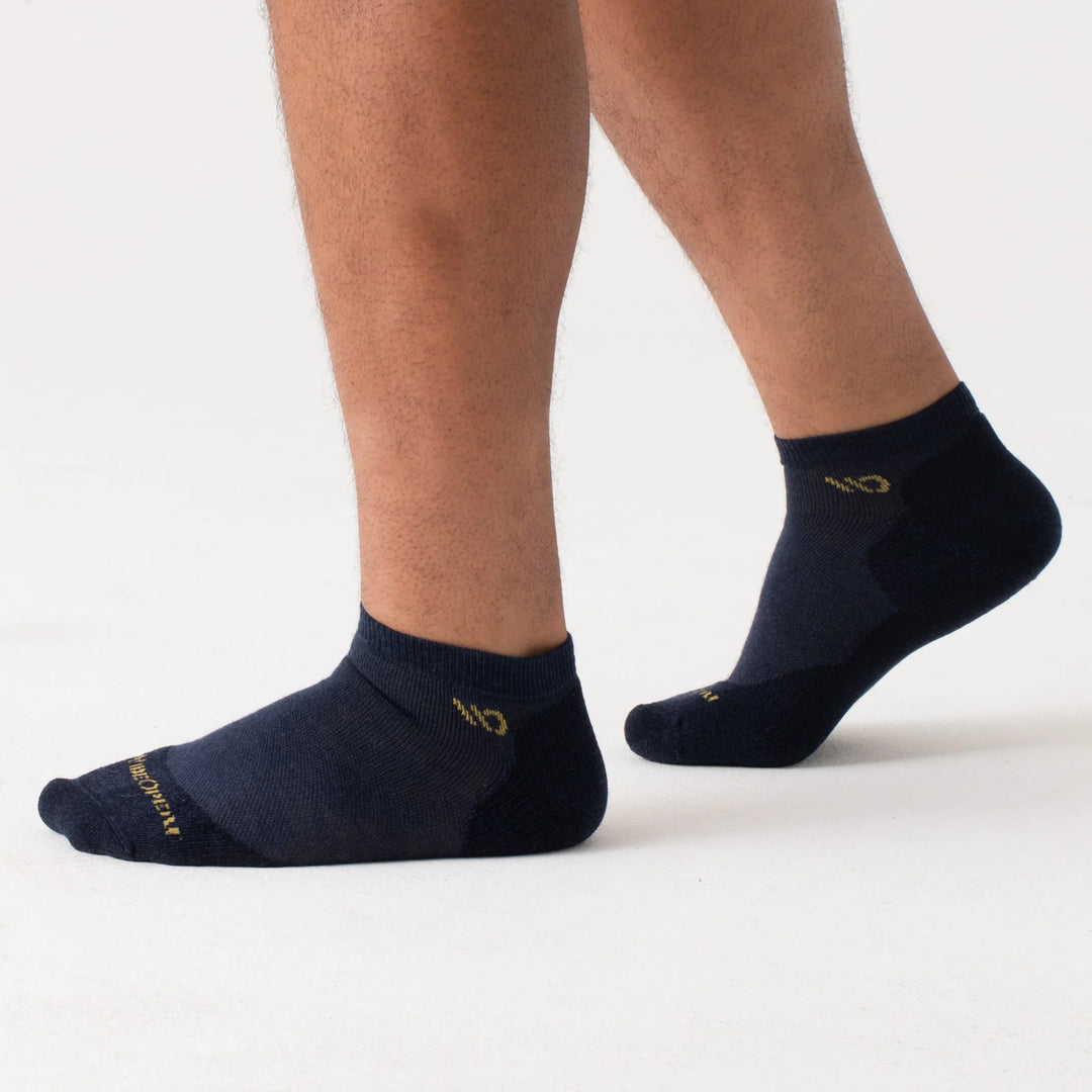 Wide Open - Men's Solid Cushioned No Show Socks- Denim