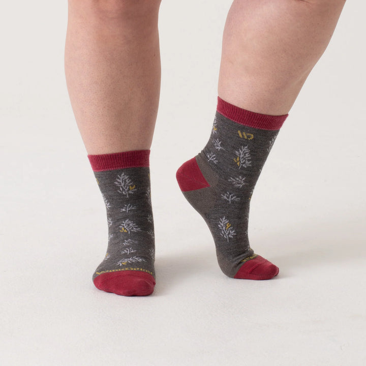 Wide Open - 9503 Women's Foliage Lightweight Micro Crew Socks- Taupe