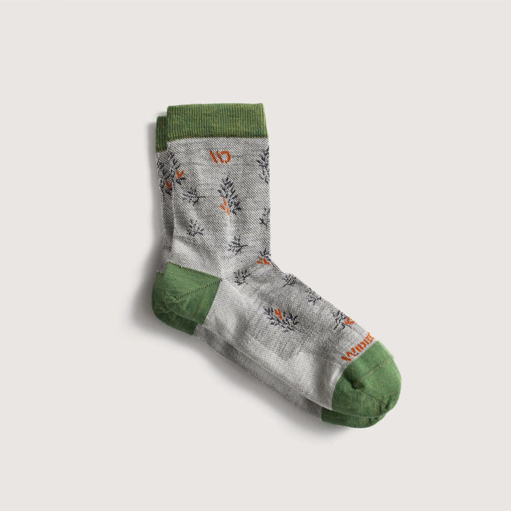 Wide Open - 9503 Women's Foliage Lightweight Micro Crew Socks- Light Gray