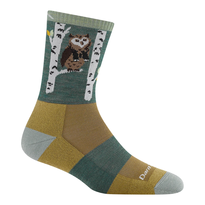 Darn Tough - 5001 Women's Critter Club Micro Crew Lightweight Hiking Sock - Owl Green