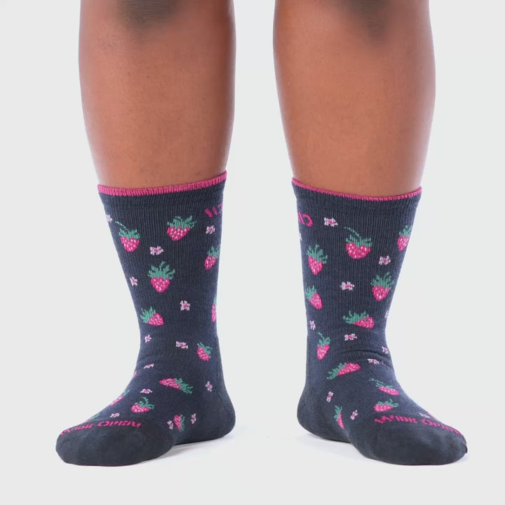 Wide Open - 9510 Women's Strawberry Fields Cushioned Crew Socks - Eclipse