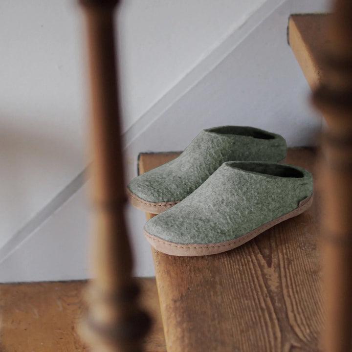 Glerups - Slip On With Leather Sole - Moss Wool