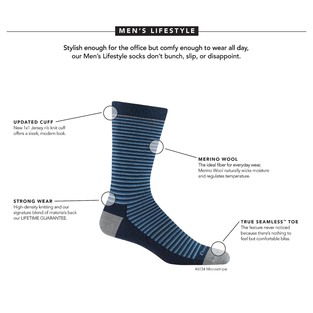 Darn Tough - 6134 Men's Lifestyle Microstripe Lightweight Crew Sock - Eclipse