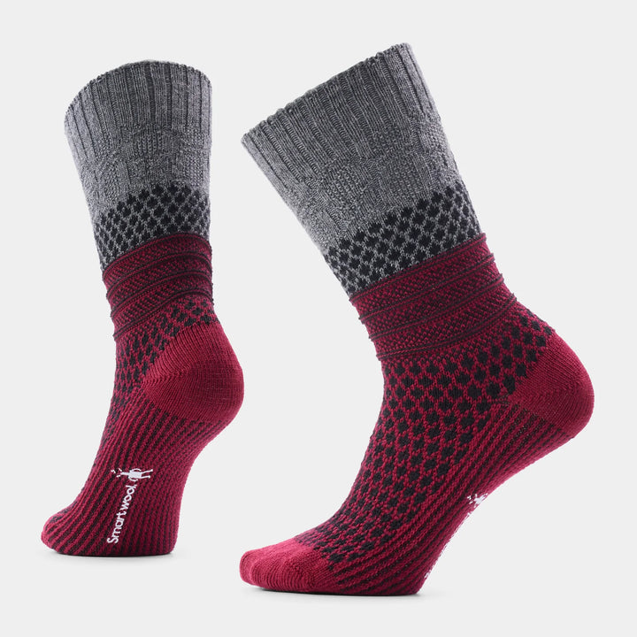 Smartwool - Unisex Everyday Popcorn Cable Full Cushion Crew Socks - Black/Tibetan Red