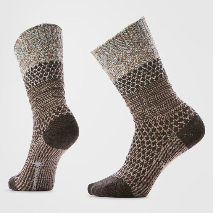 Smartwool - Unisex Everyday Popcorn Cable Full Cushion Crew Socks- Taupe / Natural Marl