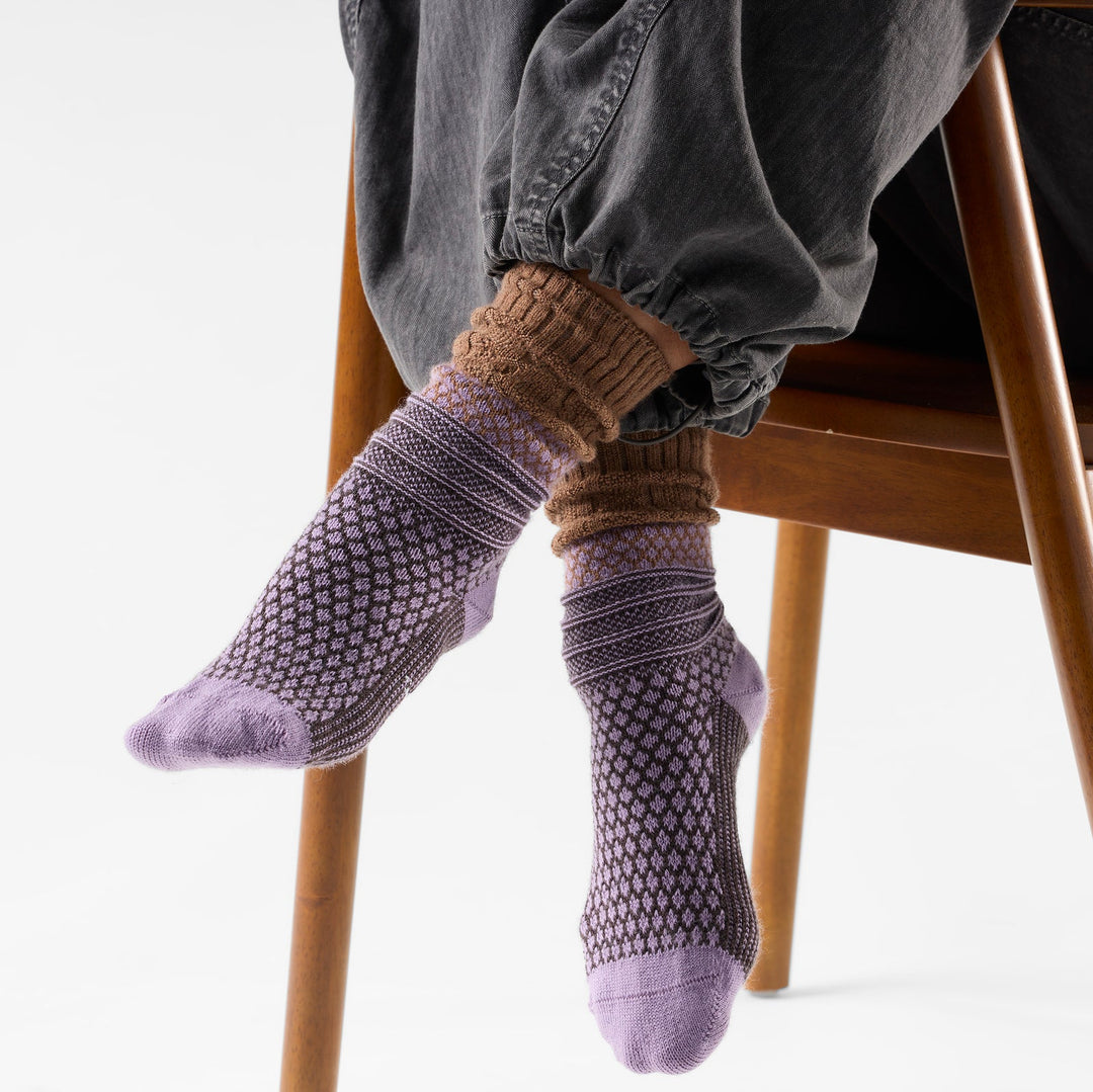 Smartwool - Unisex Everyday Popcorn Cable Full Cushion Crew Socks - Purple Dawn