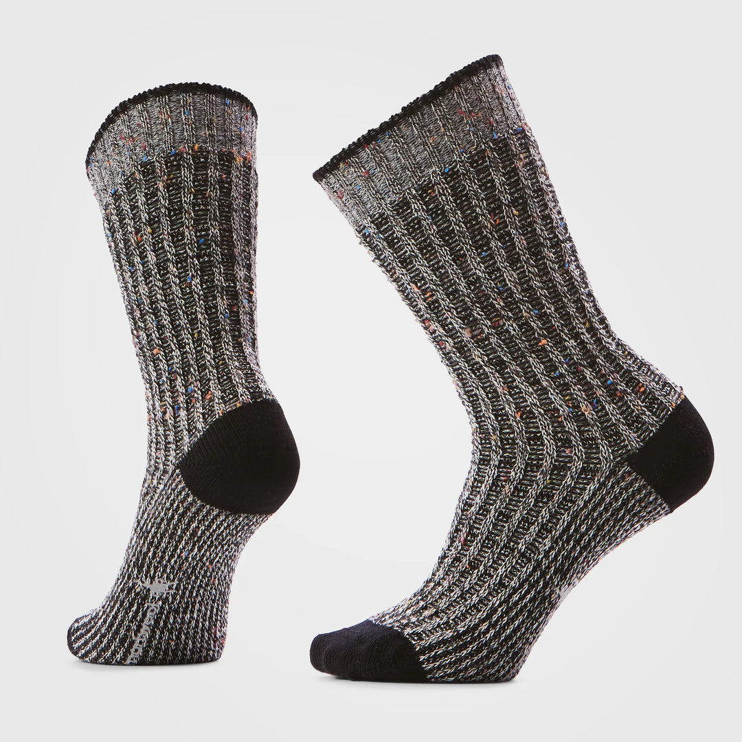 Smartwool - Unisex Everyday Cozy Waffle Cable Crew Sock - Black-Multi Donegal