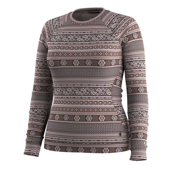 Smartwool - Women's Thermal Merino Base Layer Crew - Mocha Fair Isle Fun
