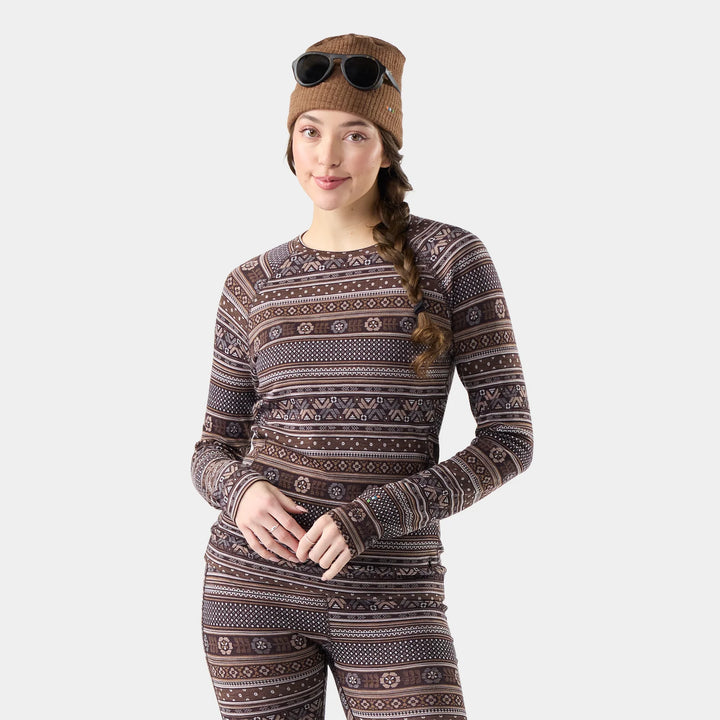 Smartwool - Women's Thermal Merino Base Layer Crew - Mocha Fair Isle Fun