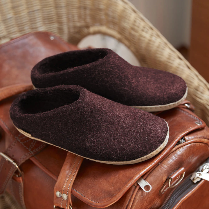 Glerups - Slip On With Leather Sole - Beet Wool