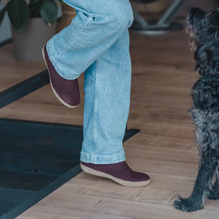 Glerups - Slip On With Leather Sole - Beet Wool