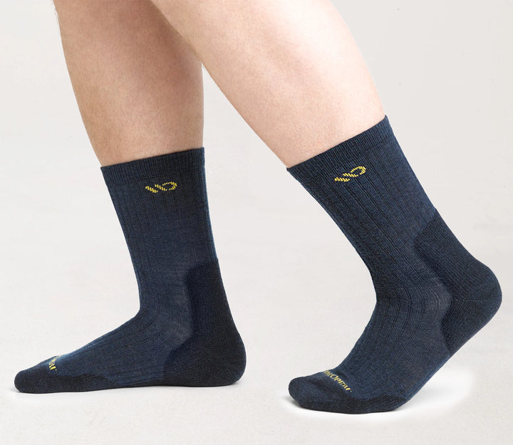 Wide Open - 9001 Men's Solid Mid weight Micro Crew Socks - Denim