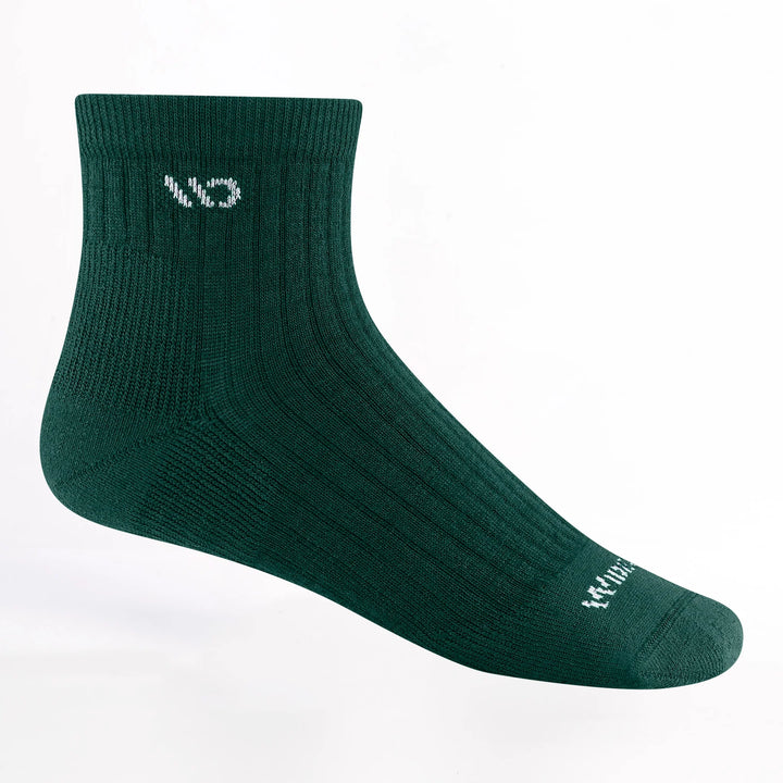 Wide Open - 9004 Men's Solid Cushioned Quarter Socks- Spruce
