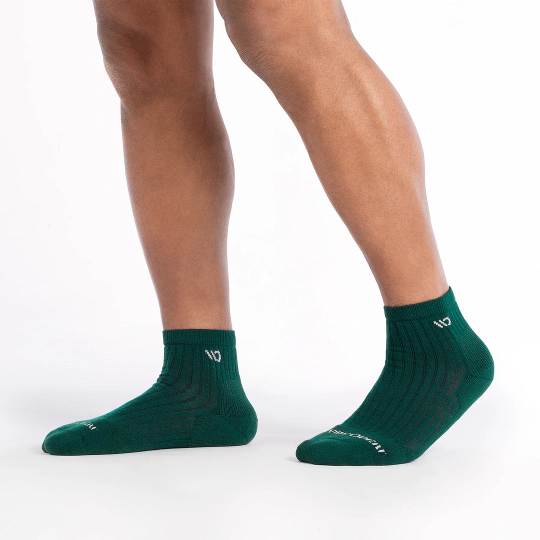 Wide Open - 9004 Men's Solid Cushioned Quarter Socks- Spruce