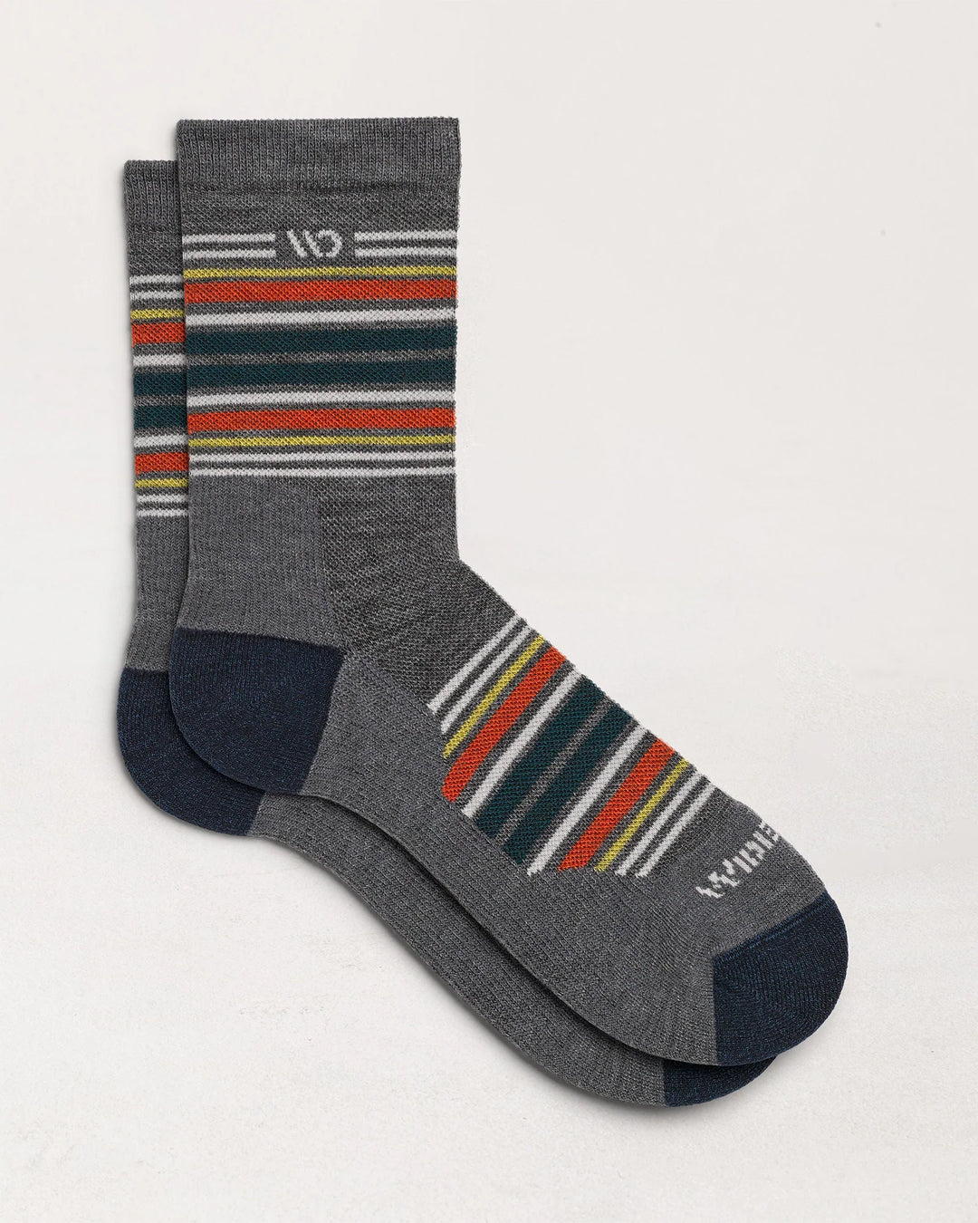 Wide Open - 9005 Men's Multi Stripe Cushioned Micro Crew Socks- Gray