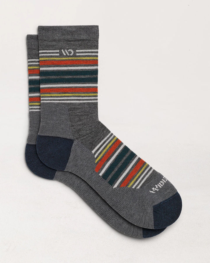 Wide Open - 9005 Men's Multi Stripe Cushioned Micro Crew Socks- Gray