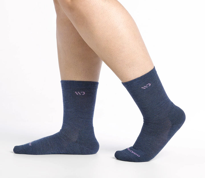 Wide Open - 9504 Women's Solid Cushioned Crew Socks- Denim