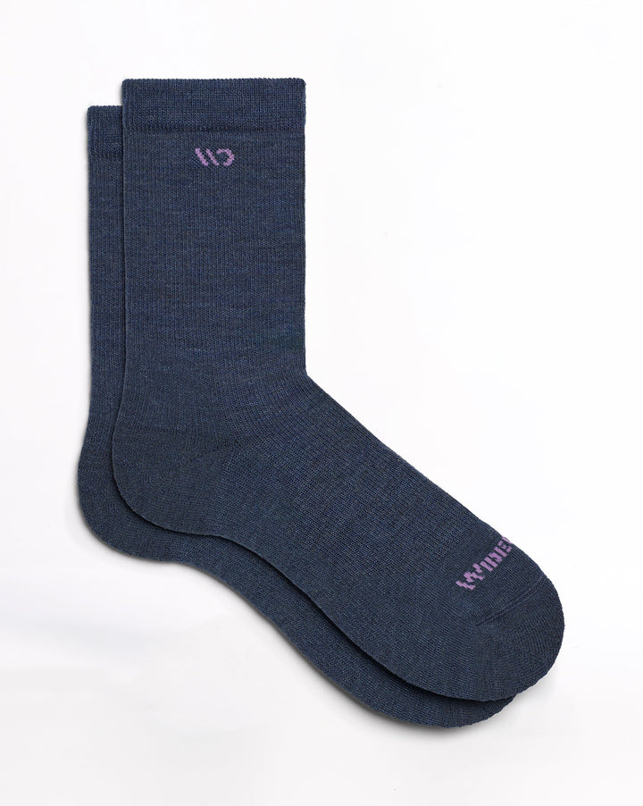 Wide Open - 9504 Women's Solid Cushioned Crew Socks- Denim
