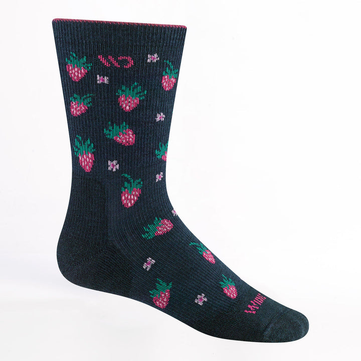 Wide Open - 9510 Women's Strawberry Fields Cushioned Crew Socks - Eclipse