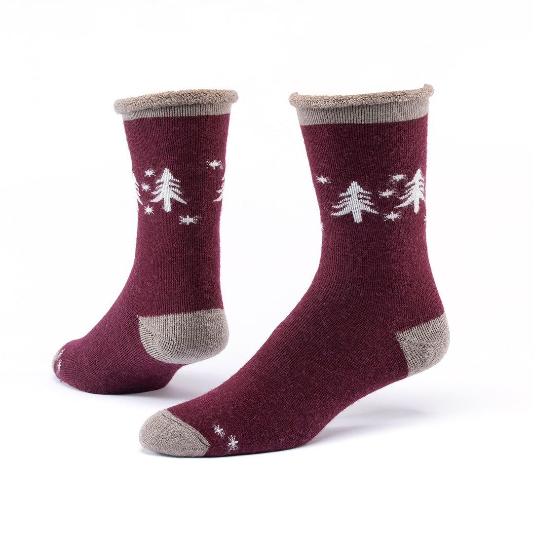 Maggie's Organics - Organic Wool Snuggle Socks - Snowy Forest Wine