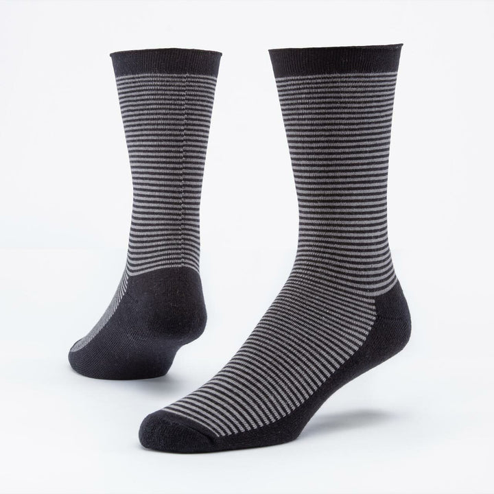 Maggie's Organics - Cushion Crew Sock - Black / Gray Stripe - Organic Cotton
